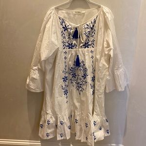 Roller Rabbit XL White Maricruz Embroidered Dress